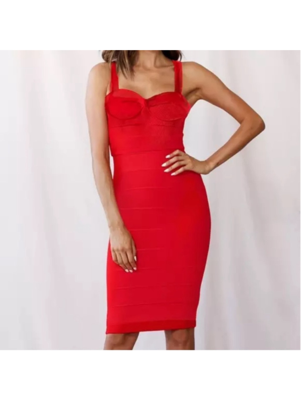 ASOS Womens Red Cross Back Corset Bodycon Dress Size 2 - Picture 2 of 10